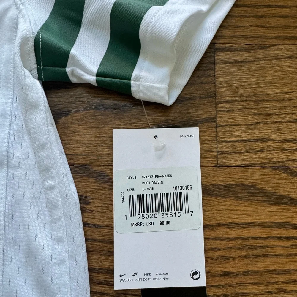Nike Youth New York Jets 🏈 Dalvin Cook #33 NFL White Game Jersey, L, NWT